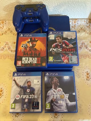 PS4 (PlayStation 4) azul+ 2 Mandos y Juegos