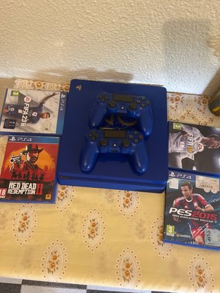 PS4 (PlayStation 4) azul+ 2 Mandos y Juegos