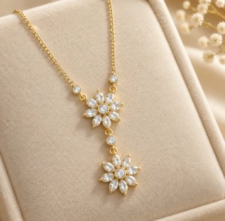 Gargantilla Chapada en Oro 18k con Flores