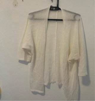 Chaqueta Calada Blanca Manga Tres Cuartos