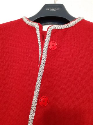 Chaqueta tweed rojo y plata
