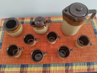 Servizio caffè vintage ceramica bicolore