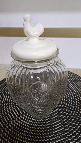 Bote de Cristal con Tapa de Gallo