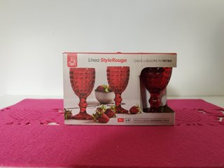 Set 6 Calici Liquore Vetro Rosso 7 cl