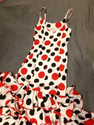 Vestido de Flamenca Lunares Rojo y Negro T.36