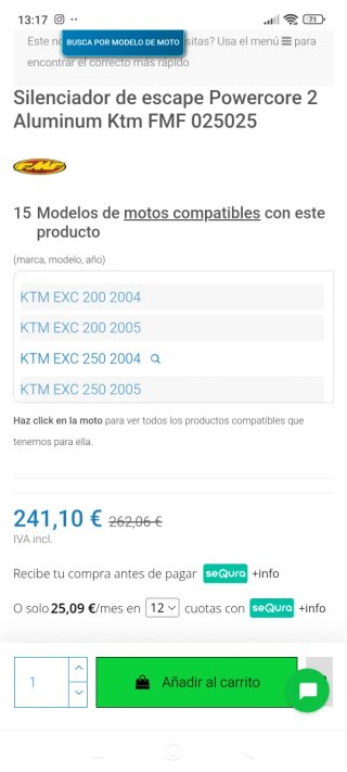 Escape FMF Powercore2 para KTM. Ref.25025