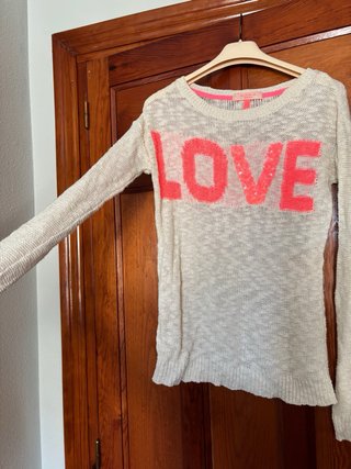 Jersey LOVE beige y rosa talla S