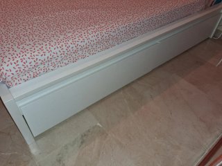 Cama de Matrimonio 1.60cms  Blanca con Cajones
