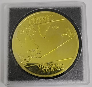 MONEDA CONMEMORATIVA RMS TITANIC 40 MM ORO24K