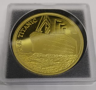 MONEDA CONMEMORATIVA RMS TITANIC 40 MM ORO24K
