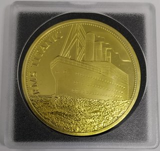 MONEDA CONMEMORATIVA RMS TITANIC 40 MM ORO24K