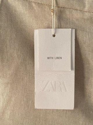 Pantalón lino Zara beige