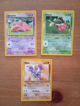 Lote 3 Cartas Pokémon: Slowpoke, Hoppip, Gligar