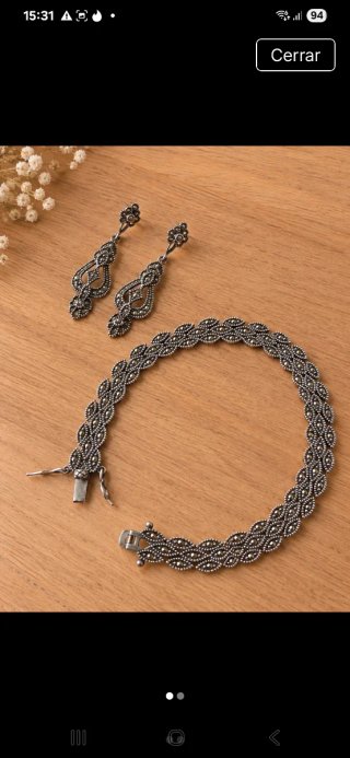 Conjunto pulsera y pendientes plata 925