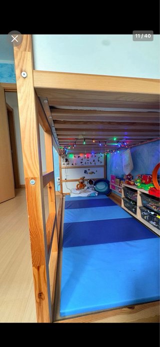 Cama alta KURA Ikea madera