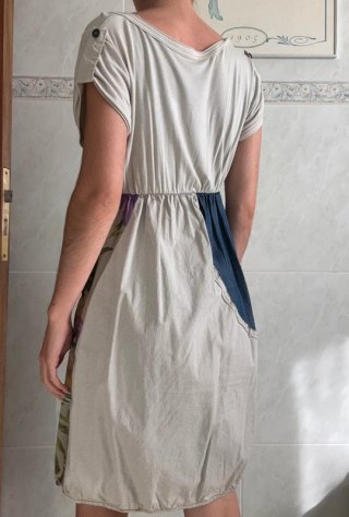 Vestido boho patchwork con bolsillos y botones