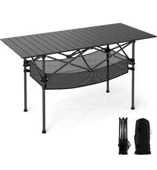 Mesa Camping Aluminio Plegable Negra