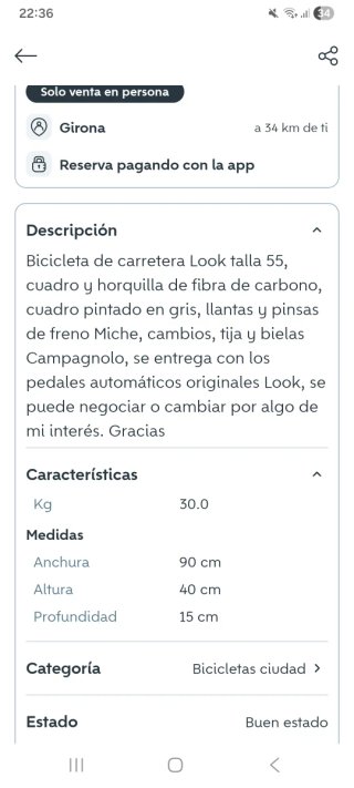 Bicicleta de carretera LOOK gris