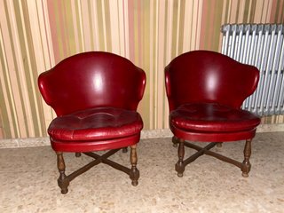 ¡Oferta! Pareja Sillones Vintage de Piel Rojos