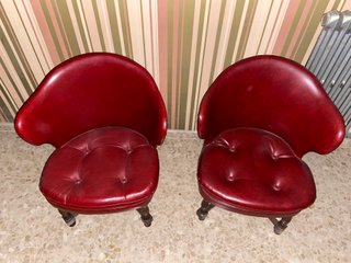 ¡Oferta! Pareja Sillones Vintage de Piel Rojos