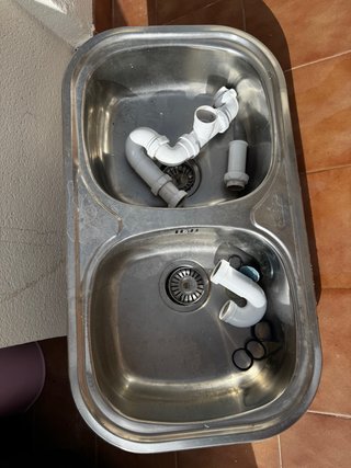Fregadero de dos senos de acero