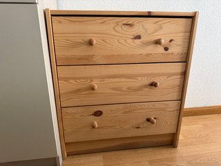 Cómoda de Madera de Pino con 3 Cajones