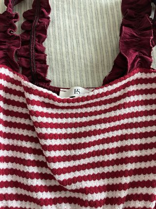 Vestido largo rojo y blanco