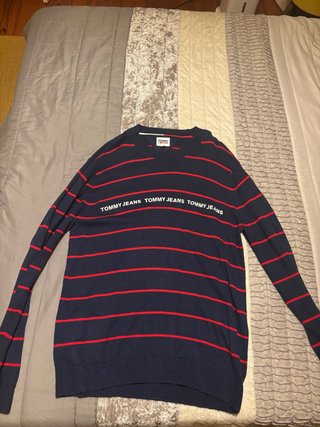Sweatshirt Tommy Jeans Listrado Azul e Vermelho