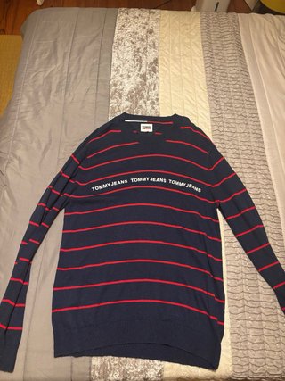 Sweatshirt Tommy Jeans Listrado Azul e Vermelho