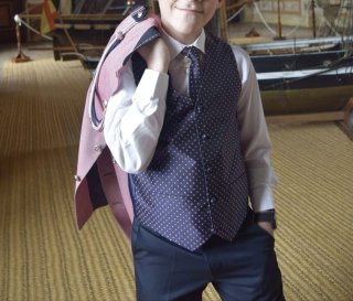 Traje comunión niño salmon y azul. Talla 9-10 años