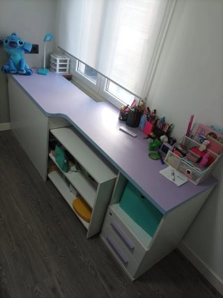 Mesa Escritorio Juvenil Blanca y Lila