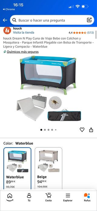 Cuna de viaje Hauck Dream N Play Waterblue