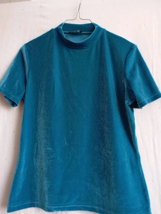 Jersey Manga Corta Terciopelo Azul