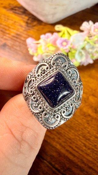 Anillo de Plata 925 y Arenisca Azul