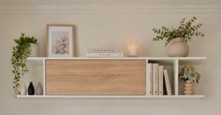 Mueble comedor beige y blanco