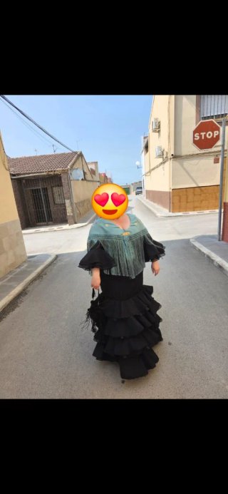Vestido Flamenca Negro y Verde