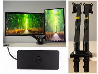 Doppio monitor 27'' e 24'' con bracci e dock da gaming