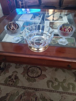 Centro de mesa y copones de cristal
