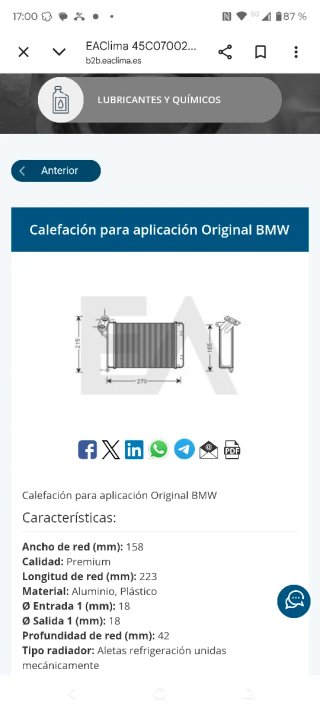 Radiador de Calefacción BMW E30