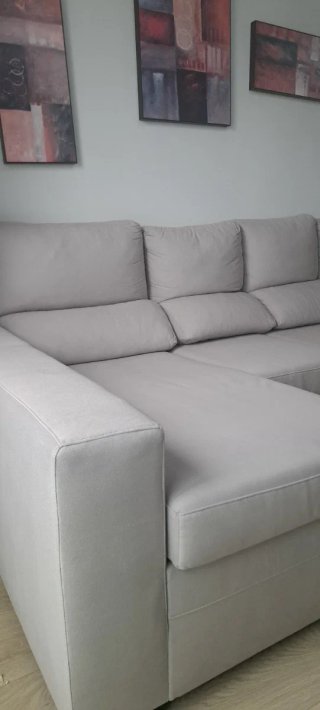 Sofá chaiselong 4 Plazas Gris Aterciopelado