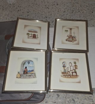 Set 4 cuadros con marco