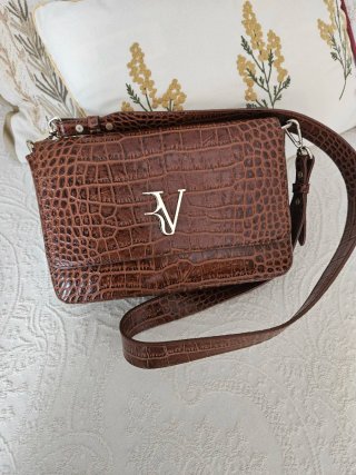 Bolso marrón efecto piel cocodrilo