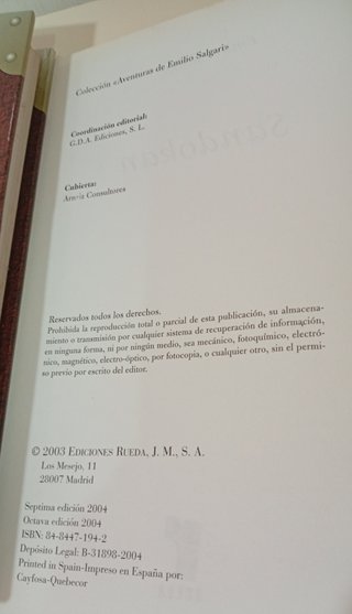 COLECCIÓN EMILIO SALGARI EDICIONES RUEDA