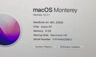 Macbook Air M1 2020 8GB (Pantalla Rota)