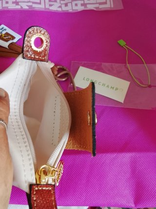 Monedero neceser beige y marrón Longchamp
