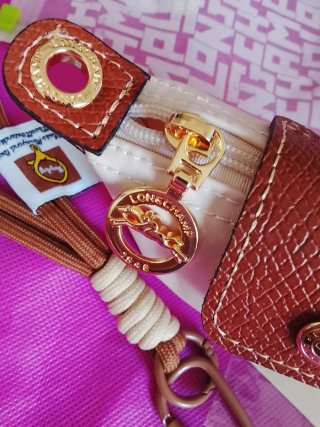 Monedero neceser beige y marrón Longchamp