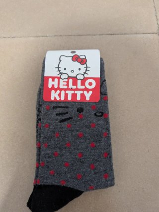 Calcetines Hello Kitty grises lunares