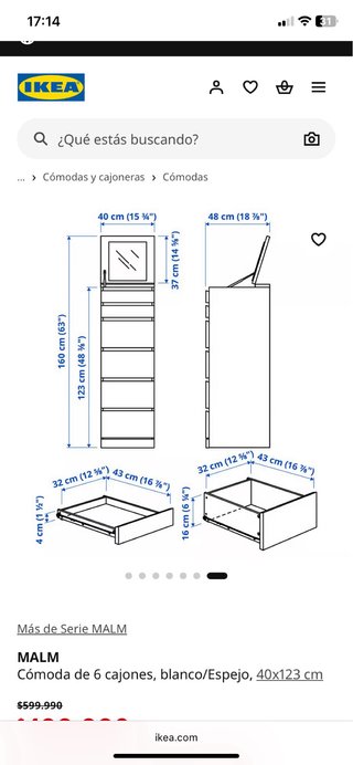 Cómoda Malm Ikea Blanca