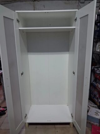 Armario de 2 Puertas Blanco y Gris