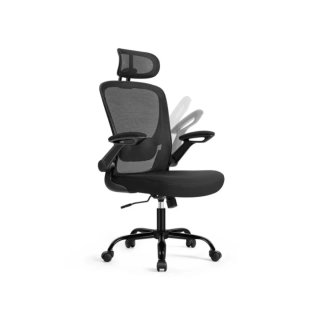 SONGMICS Silla de Oficinade Malla Ergonómica Negro